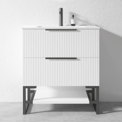3D-2W 750x450x850mm White Floor Standing Plywood Vanity with Stainless Black Frame Leg And Shelf 3D-2W 750x450x850mm White Floor Standing Plywood Vanity with Stainless Black Frame Leg And Shelf